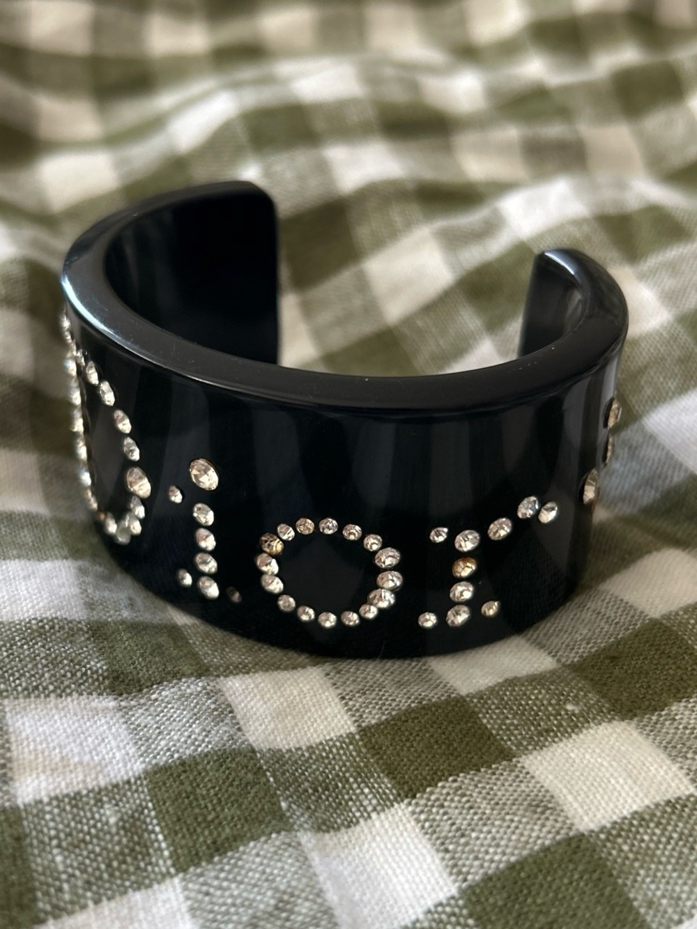 dior black rhinestone cuff